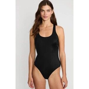 Lands' End Women's Scoop Neck Soft‎ Cup Tugless One Piece 10 Long  $80 2D159